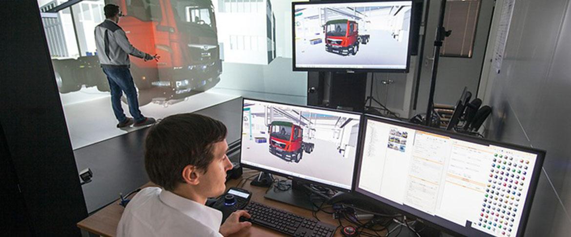 Новые грузовые автомобили и автобусы MAN обретают форму в камере виртуальной реальности под названием CAVE